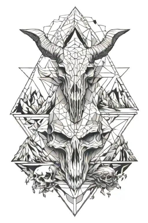 Mountains And Animal Skull