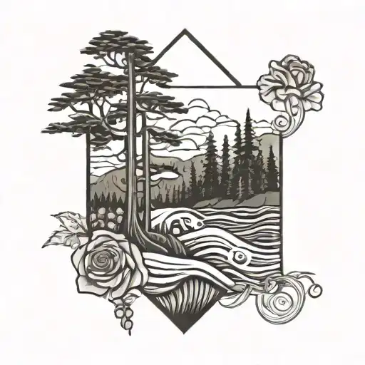 Redwood Trees And Roses And Ocean Wave Crashing