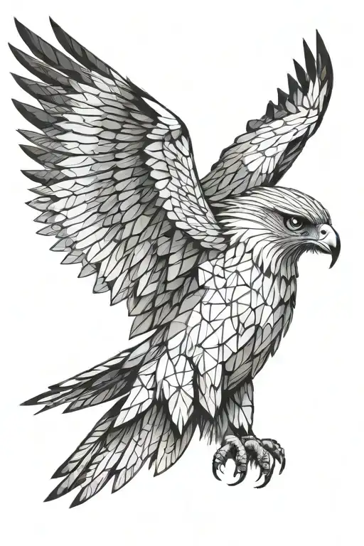 Hawk With Wings Curved In Front View