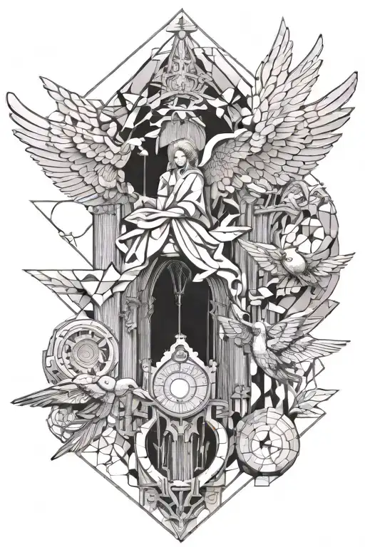 Cathedral And Sculptures Angel Flying