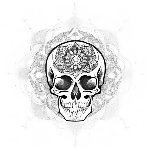 Silhouette Skull With Mandala Hair