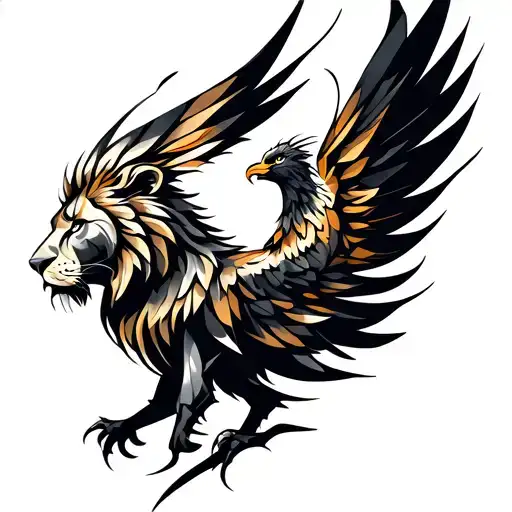 A Phoenix Rising With A Lions Head