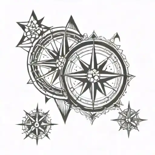 Long Distance Best Friend Tattoos With Compass Design