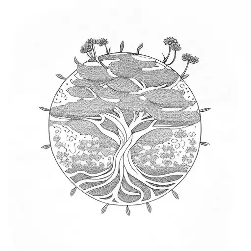 Yggdrasil Tree With Koi And Daisy