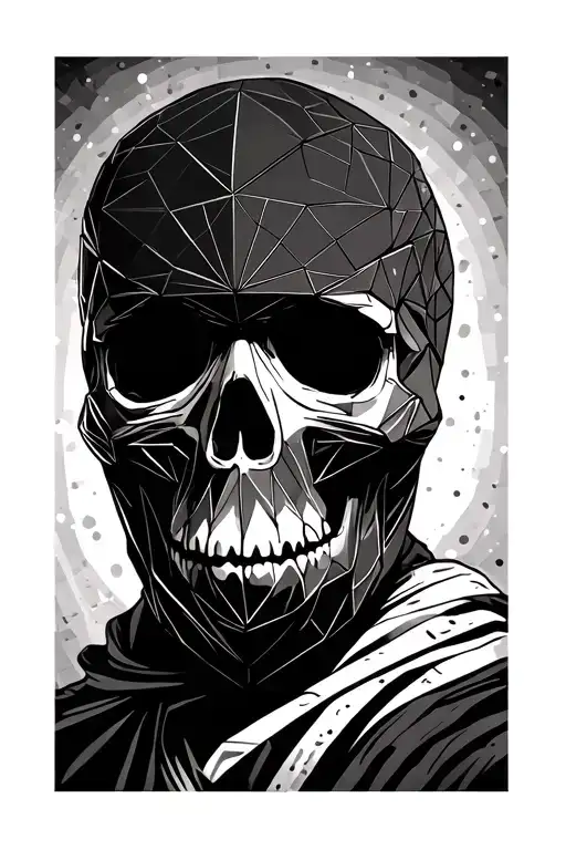 Skull Wearing Ski Mask