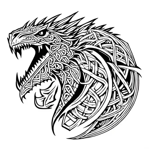 Mandalorian Mythosaur Made Out Of Celtic Knotwork Design