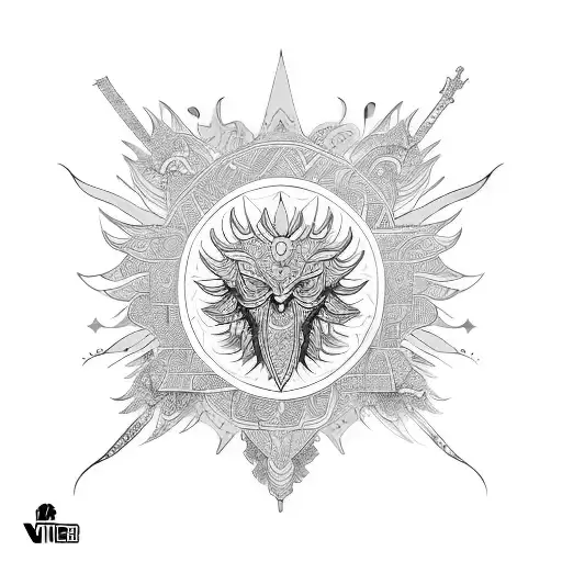 The Sun And Phoenix Bird