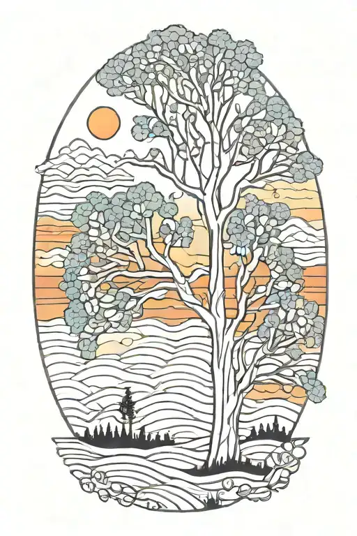 Trees Colors Sunset Sky