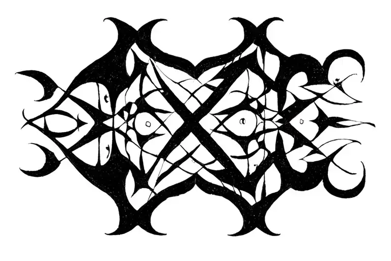 Gothic Ornamental Calligraphy Neck Black And White Invert