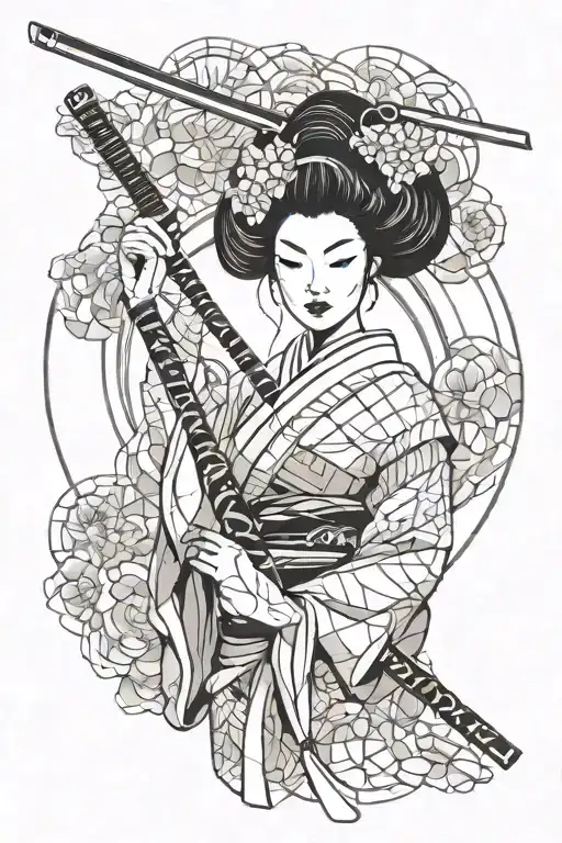 Geisha Holding A Katana