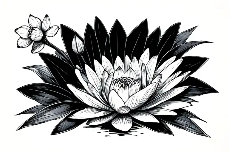 Water Lily And Daffodil Flowers