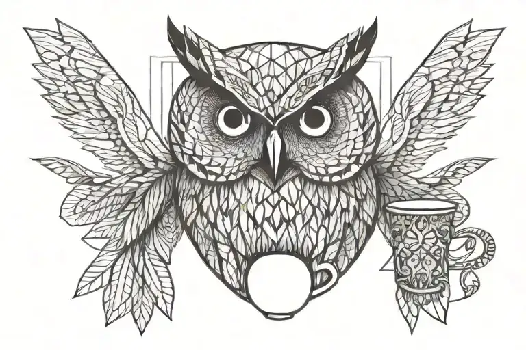 Owl Holding A Cup Of Coffee
