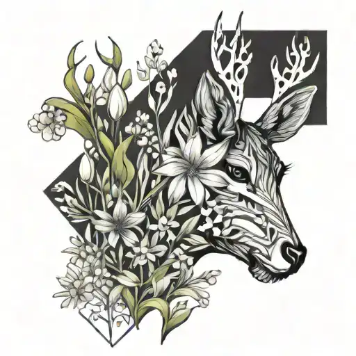 Lilly Of The Valley And Aster And Deer