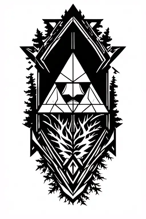 Forest Line Tattoo With Zelda's Tri Force Simple And Yu-gi-oh Dark Magician