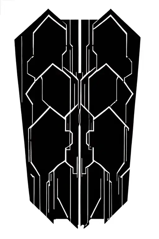 Cyberpunk Blackwork Tattoo Design With Hexagons Black Linework Geometric