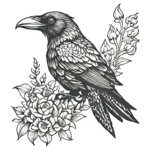 A Scary Crow Surrounded By Lilly Of The Valley And Aster Flowers