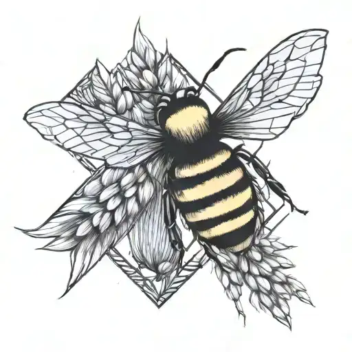 Bee And Wheat Crossed Like X