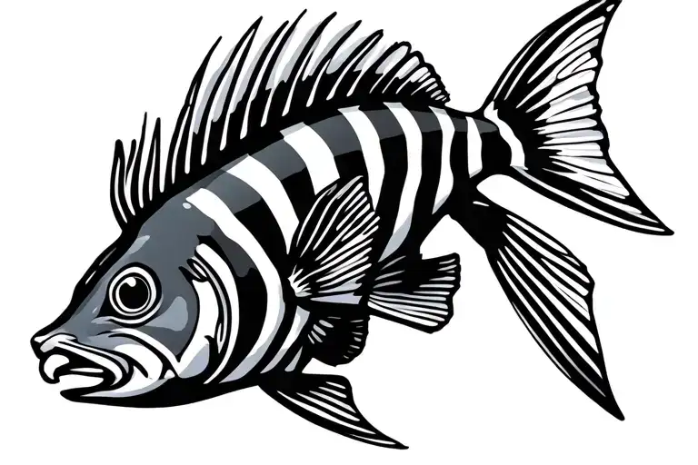 Striped Squirrelfish With Simple Lines And Standard Fish Outline