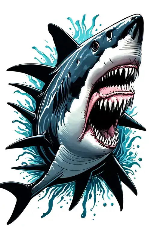 Scary Great White Shark Swimming