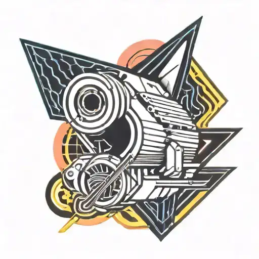 80S Style Roller With Neon Light Line Art