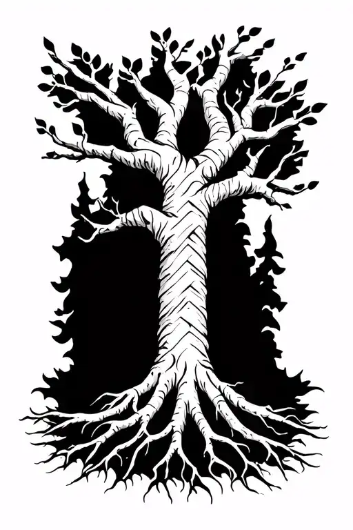 Roots Of A Tree And Branches Growing Roots