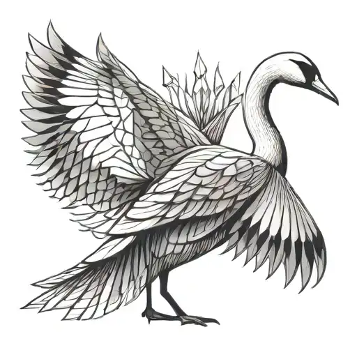 A Swan With Spread Wings And A Crown On Its Head