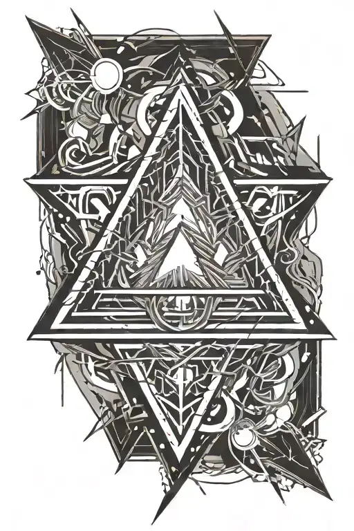 Triangle Arrow Surrounded By Lightning