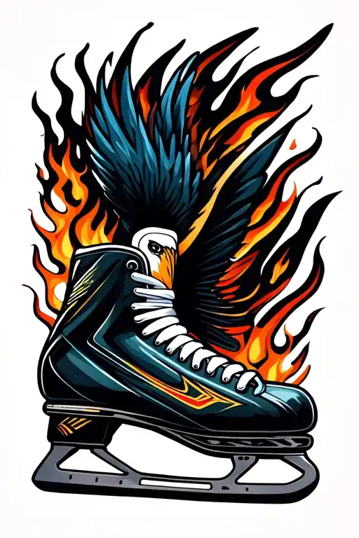 Hockey Skates Phonix Bird Flames