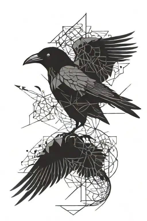 Crow Following Branches Black