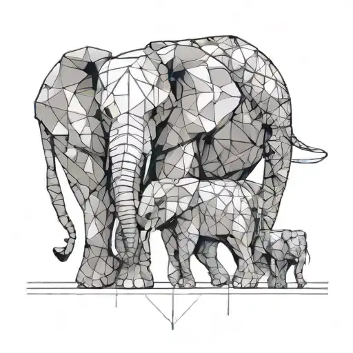 Elephant And Cubs Being