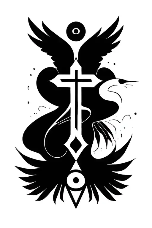 Holy Spirit Dove With Cross And Omega Symbol
