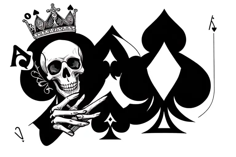 Skeleton Holding A Ace Of Spades And A King Of Spades