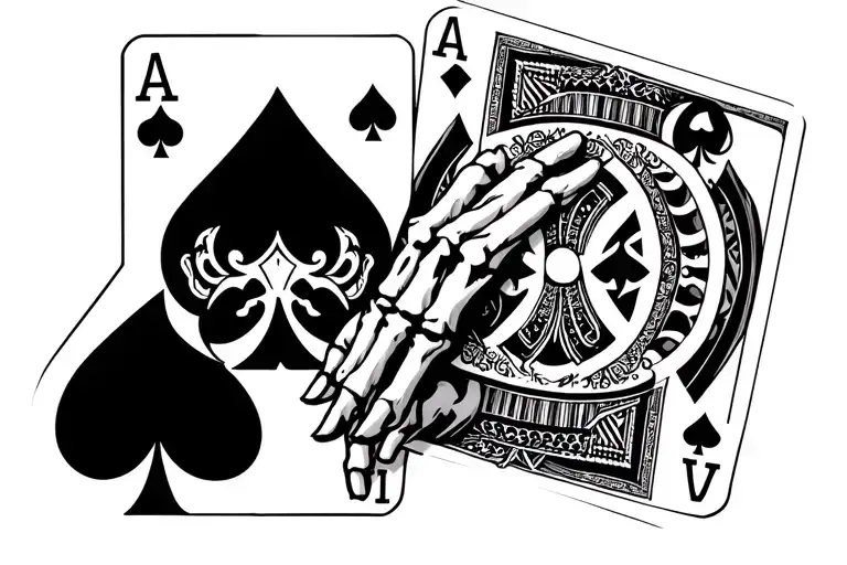 Skeleton Hand Holding A Ace Of Spades And A King Of Spades