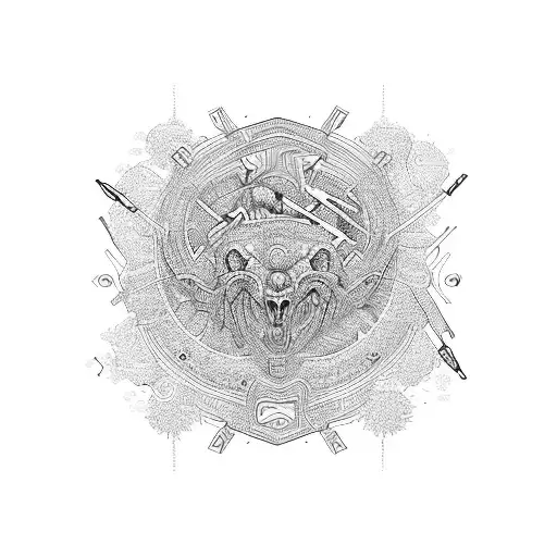 Pattern With A Long Line Finished In A Needle