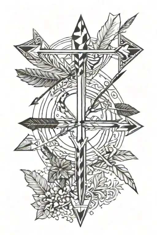 Arrow And Moon With A Twig On The Collarbone