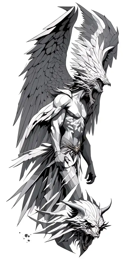 Archangel Fighting Demons