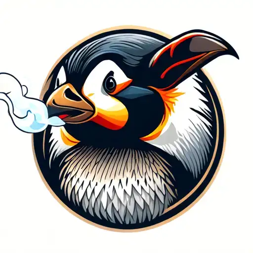 A Penguin Smoking A Joint In Its Beak