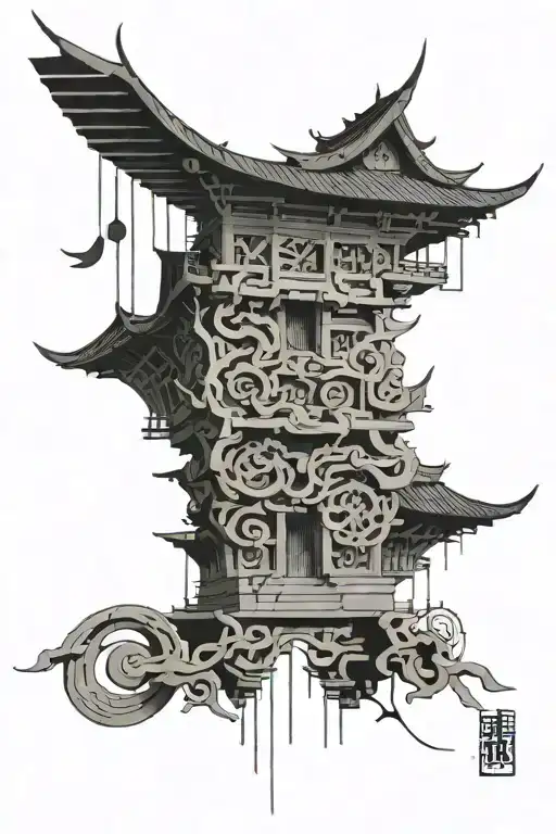 Chinese Temple And Samurai