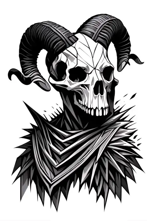 Grim Reaper Ram Skull With Horns