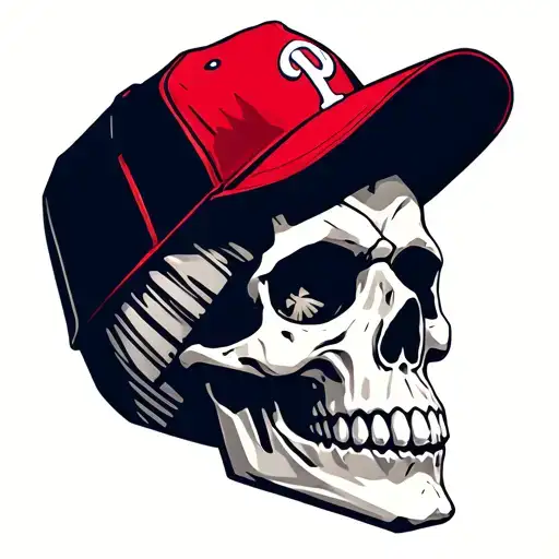 Skull With A Phillies Hat On Top