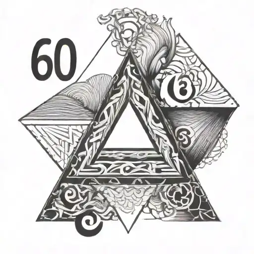 The Number 60 And The Symbol Of Water Placed In An Inverted Triangle