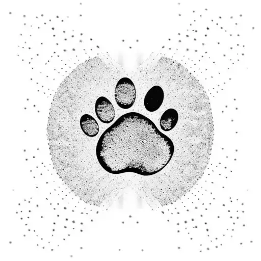 Dog Paw Print With Diamond Layered Background With Fading