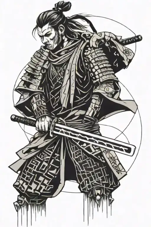 Samurai Cyberpunk In Combat