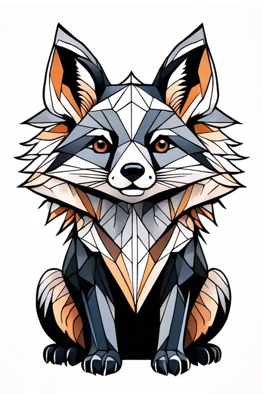 Geometric Bear And Fox Sitting