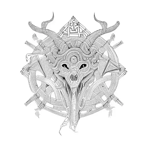 Opened Human Jaw In Celtic Pattern Style