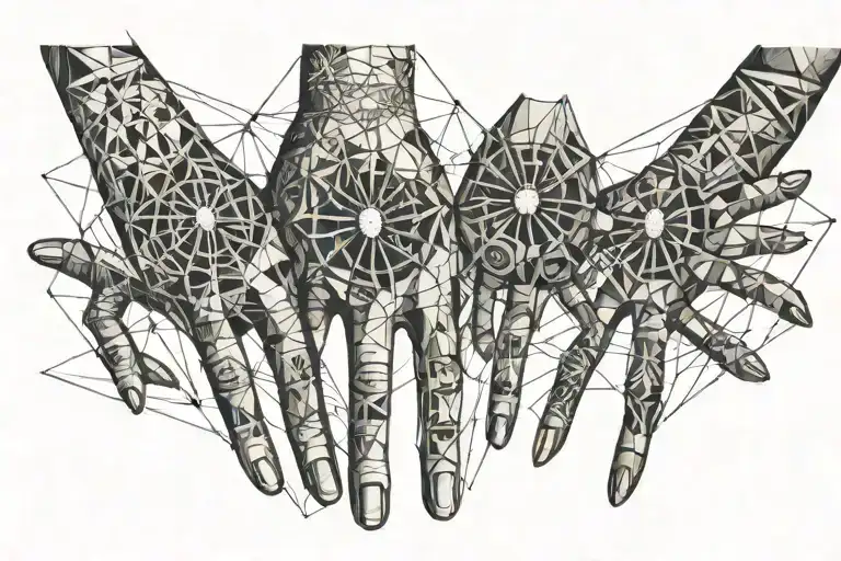 Hands From The Painting Creation Of Adam With Spiders