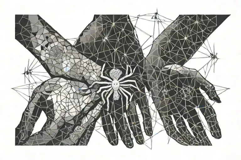 Hands From The Painting The Creation Of Adam With Spiders