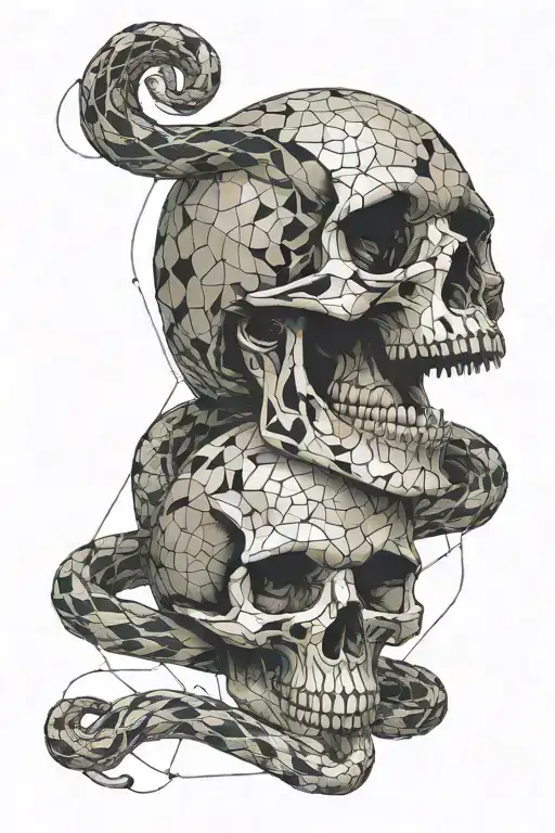 Large Snake Flowing Through A Skull