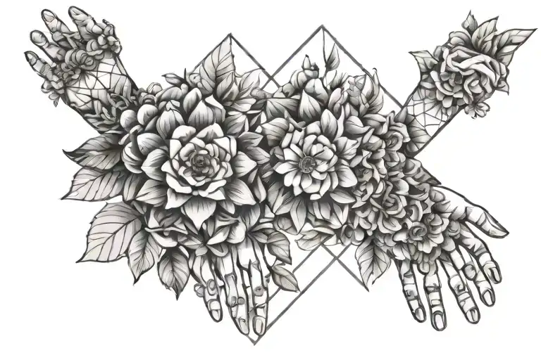 Flowers And Hands Reaching