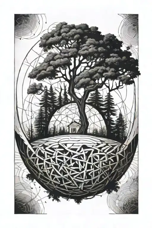 Tree Around Sphere Floating